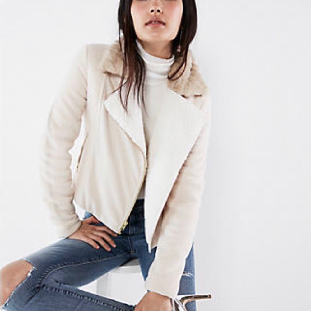 Express fleece crop Moto jacket